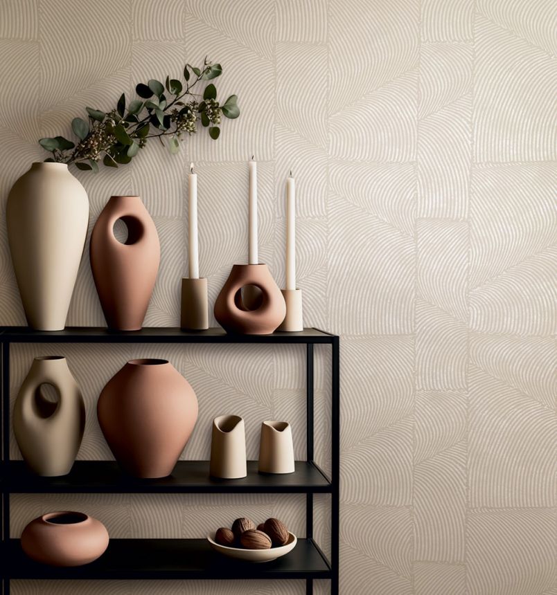 Wallpaper, Grey-Beige, Graphic 3D Pattern, 34642, Terra, Marburg