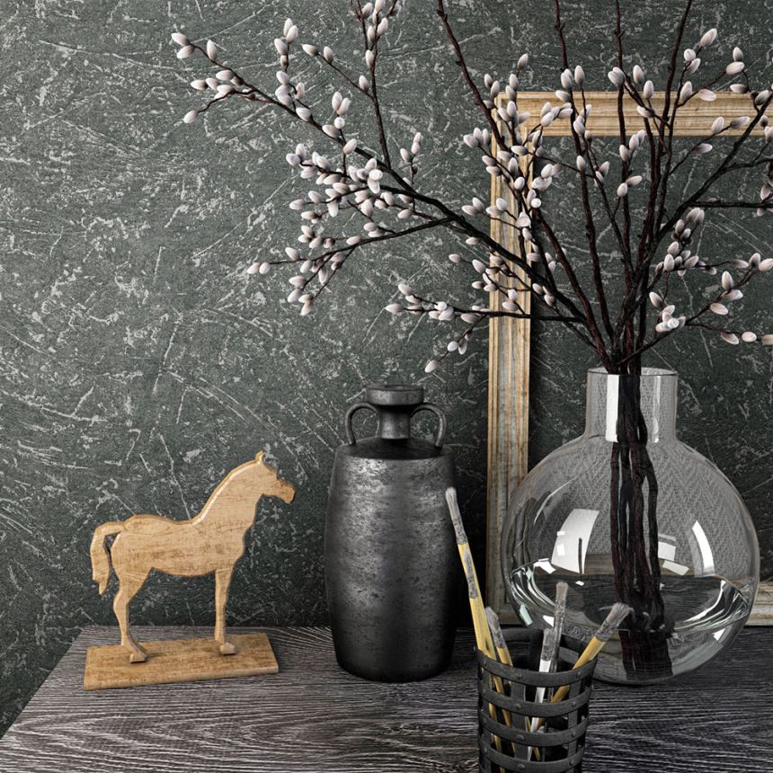 Wallpaper, Black-Grey, Texture, Plaster Effect, 34156, Loft Superior, Marburg