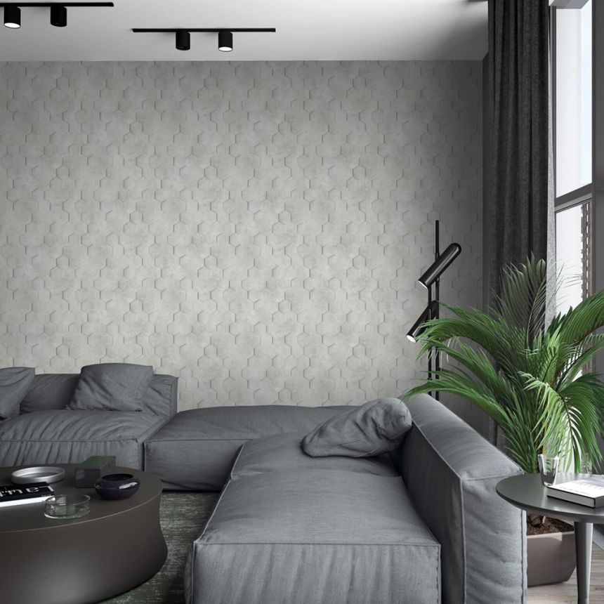 Geometric Wallpaper, Grey, Hexagons, 34159, Loft Superior, Marburg