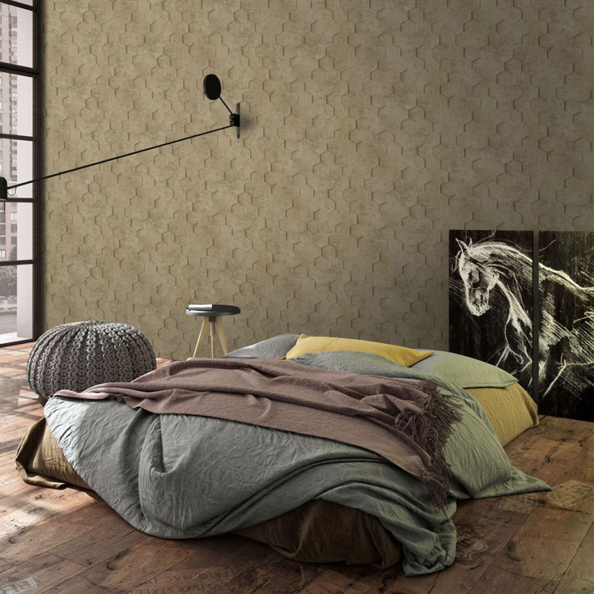 Geometric Wallpaper, Beige, Hexagons, 34163, Loft Superior, Marburg