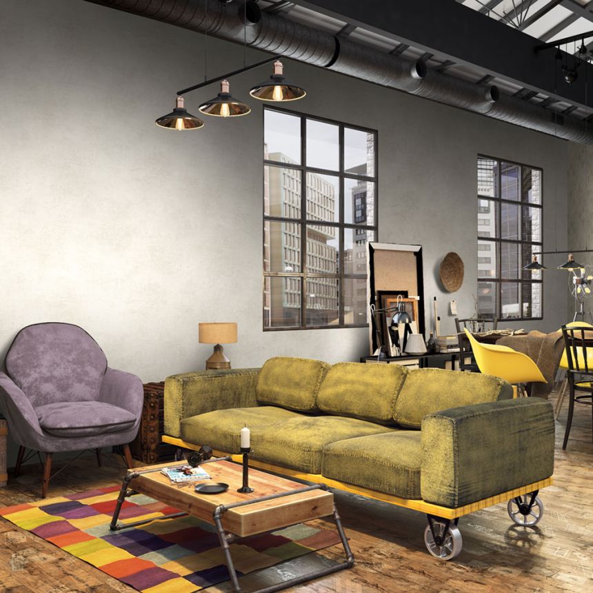 Wallpaper, Grey-Cream, Plaster Effect, 34191, Loft Superior, Marburg