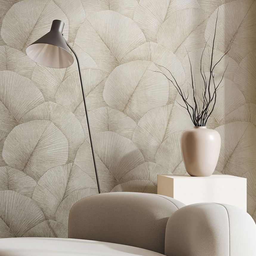 Wallpaper, beige, leaves, 34510, Kumano, Marburg