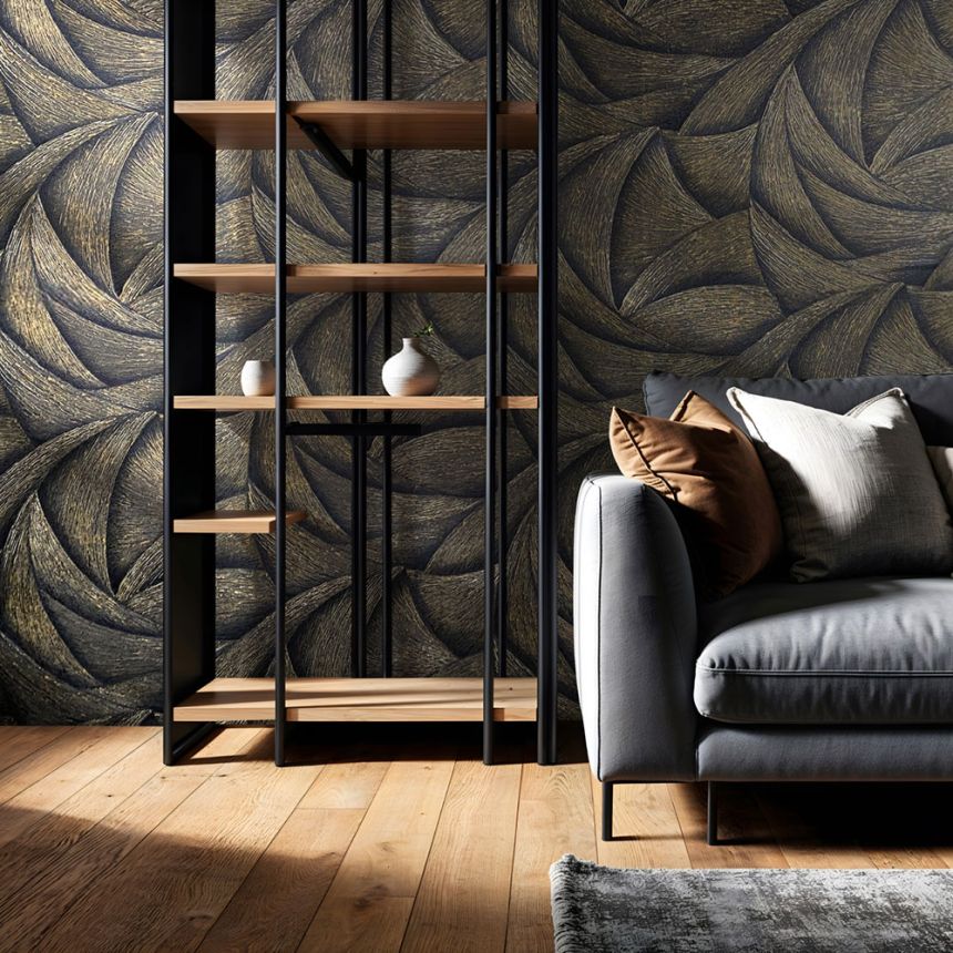Wallpaper, black-gold, graphic lines, 35506, Ritus, Marburg