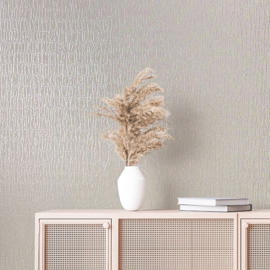 Wallpaper, beige, crinkled fabric texture, 34502, Kumano, Marburg