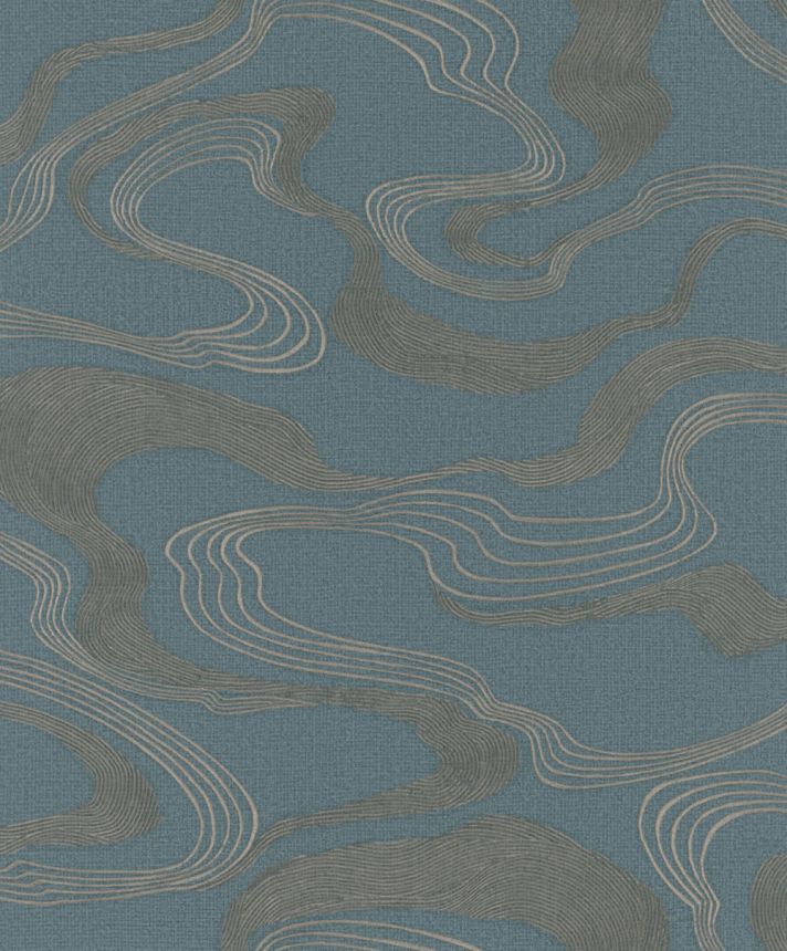 Wallpaper, blue, fabric texture, waves, 34538, Kumano, Marburg