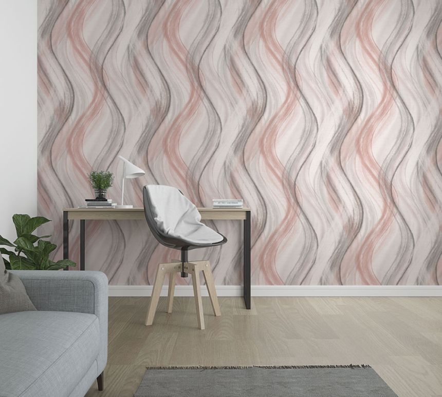 Wallpaper, Grey-Pink, Waves, 32443, Shades, Marburg
