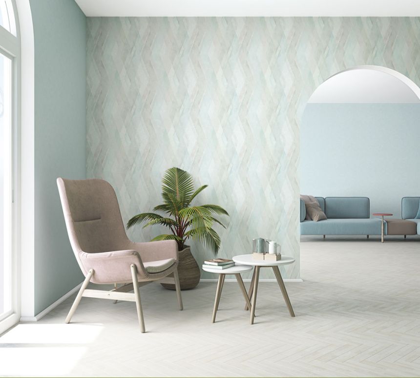 Geometric Wallpaper, Beige-Pink-Turquoise, 32451, Shades, Marburg
