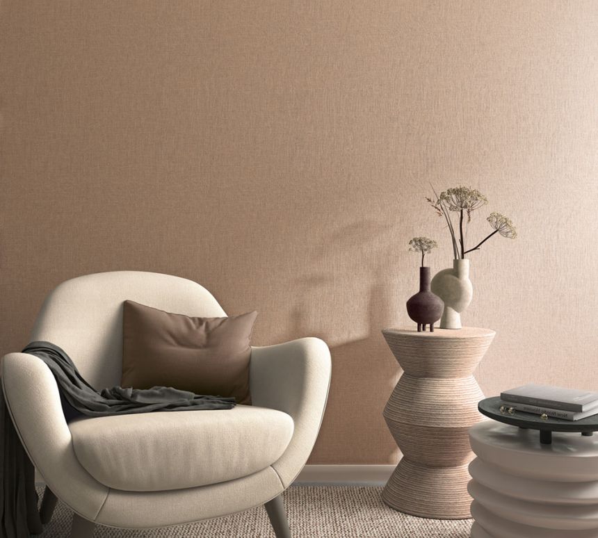 Fabric-look wallpaper, brown, 33393, Tide, Travertino, Marburg