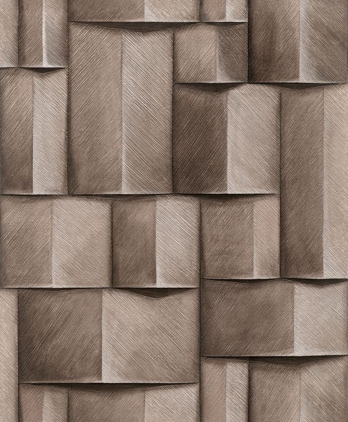 Graphic wallpaper, brown, 3D effect, 35375, Timber, Marburg