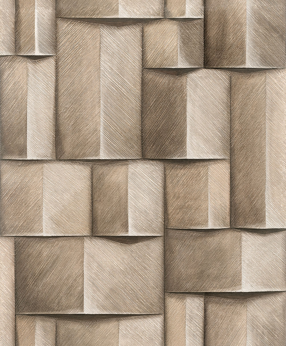 Graphic wallpaper, brown, 3D effect, 35388, Timber, Marburg