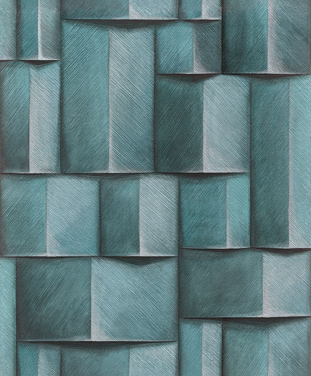 Graphic wallpaper, turquoise, 3D effect, 35389, Timber, Marburg