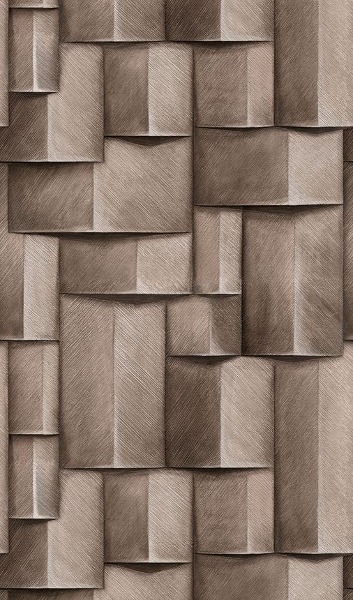 Graphic mural wallpaper, brown, 3D effect, 35396, Timber, Marburg