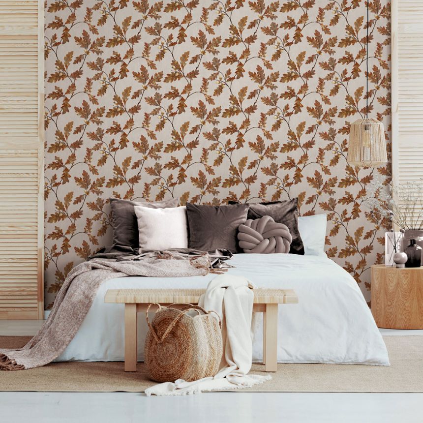 Wallpaper, brown, branches, leaves, 35398, Timber, Marburg