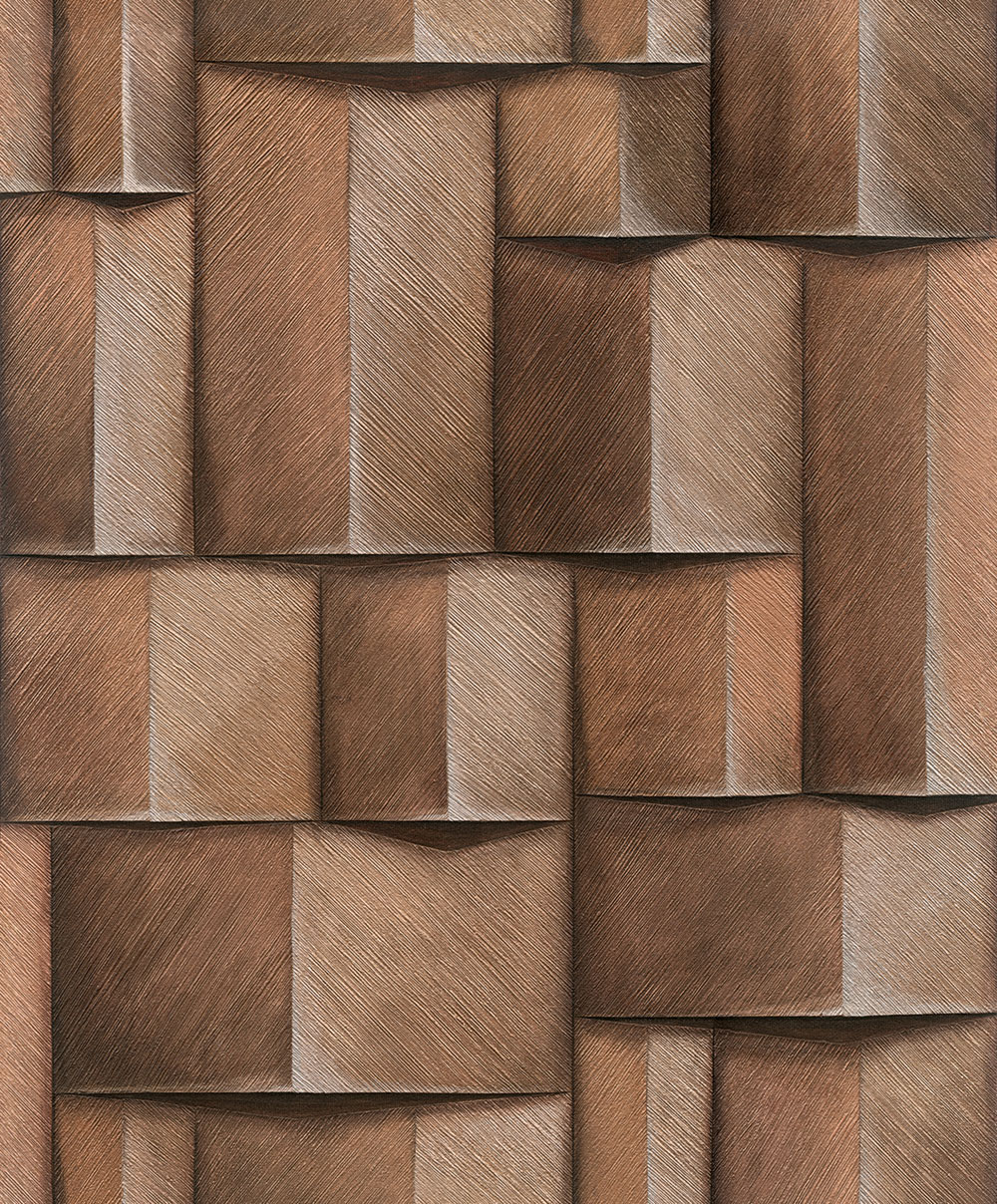 Graphic wallpaper, brown, 3D effect, 35399, Timber, Marburg