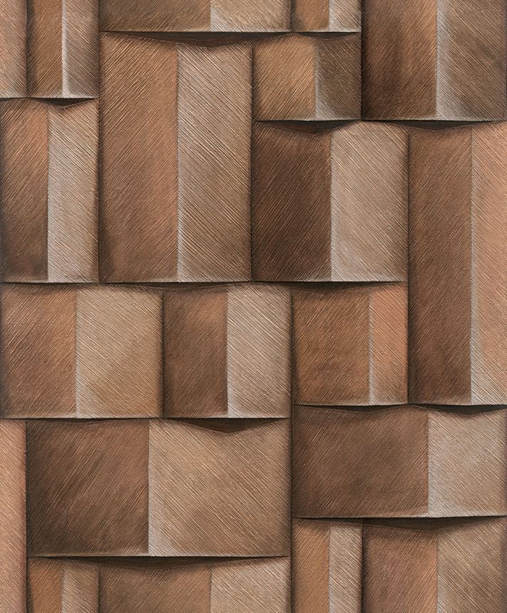 Graphic wallpaper, brown, 3D effect, 35399, Timber, Marburg