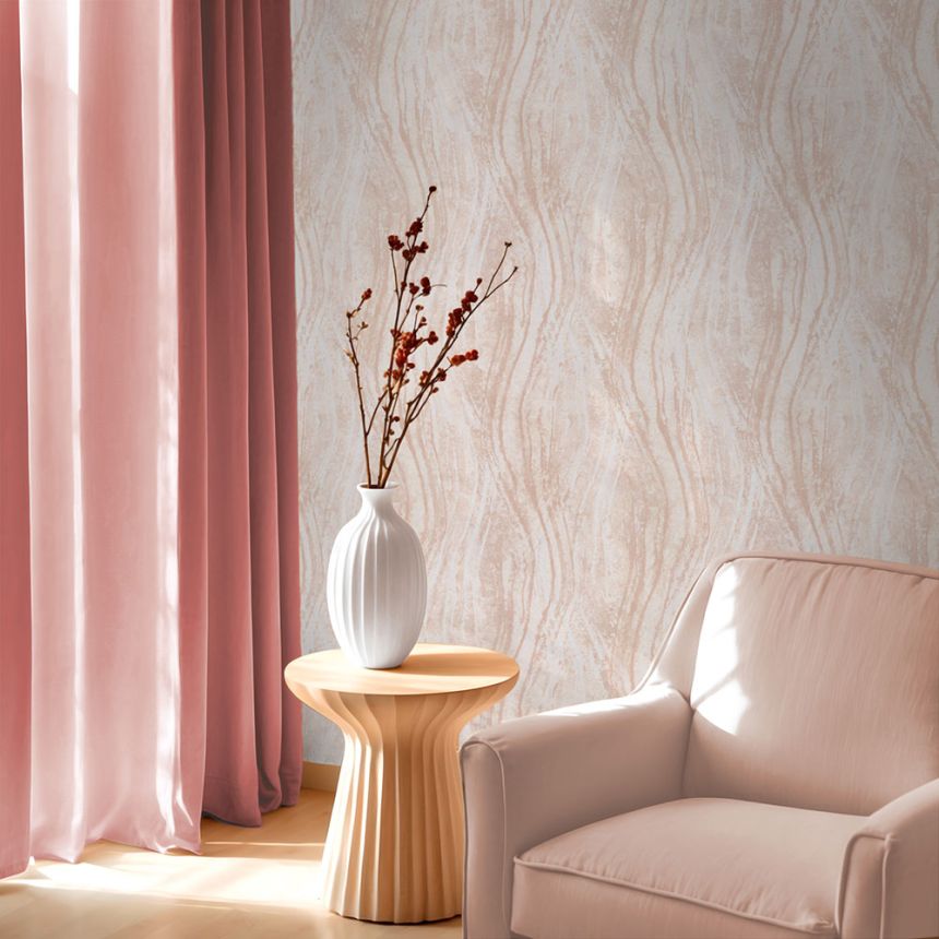 Wallpaper, Beige-Pink, Texture, Waves, 82493, Naomi, Novamur