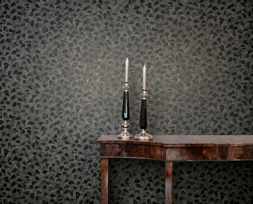 Wallpaper, Black-Gold, Twigs, Leaves, 82503, Naomi, Novamur