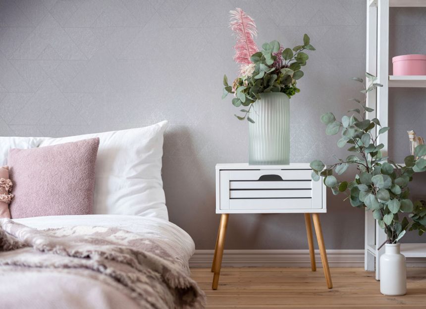 Geometric Wallpaper, White, 82545, Naomi, Novamur
