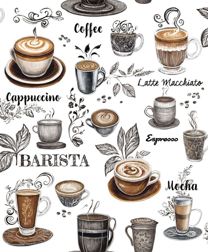 Wallpaper, White, Coffee, 89043, Naomi, Novamur