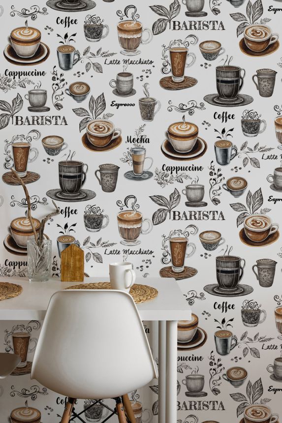 Wallpaper, White, Coffee, 89043, Naomi, Novamur