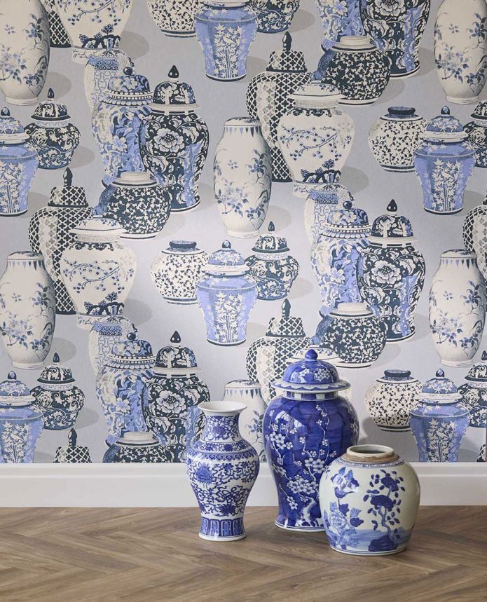 Wallpaper, 351212, Grey-Blue, Vessels, Magnifique, Eijffinger