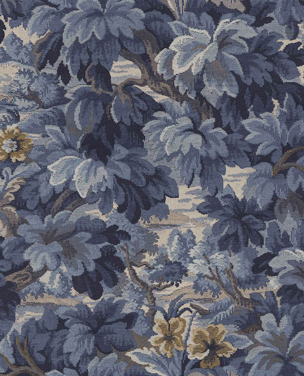 Wallpaper, Blue, Leaves, Trees, 351242, Magnifique, Eijffinger