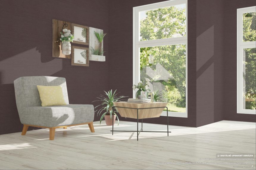 Striped wallpaper, dark brown, brown, fabric effect, RIC002, Serica, Masureel
