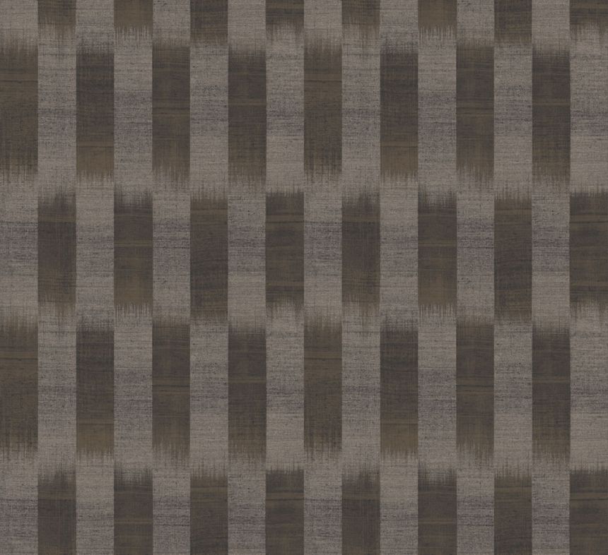 Striped wallpaper, black, brown, fabric effect, RIC102, Serica, Masureel