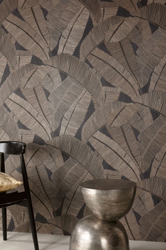 Wallpaper, black, silver, RIC203, Serica, Masureel