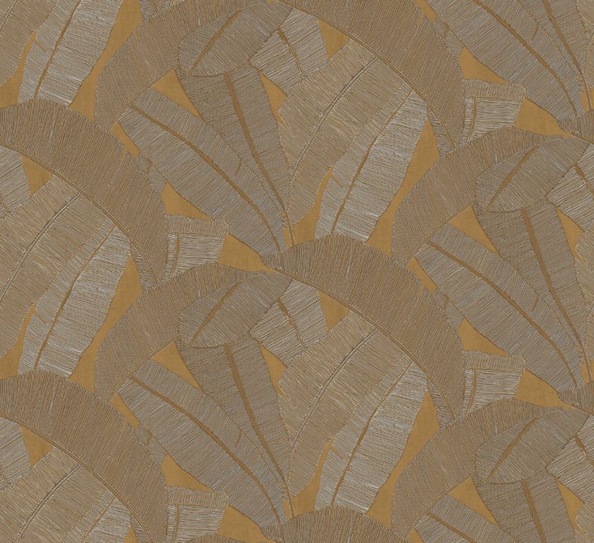 Wallpaper, gold, brown, RIC204, Serica, Masureel