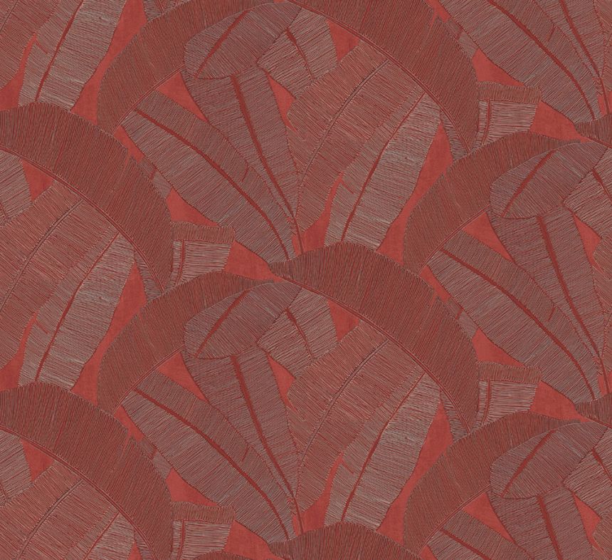 Wallpaper, red, silver, RIC205, Serica, Masureel