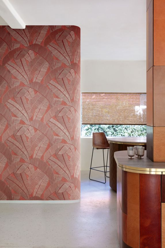 Wallpaper, red, silver, RIC205, Serica, Masureel