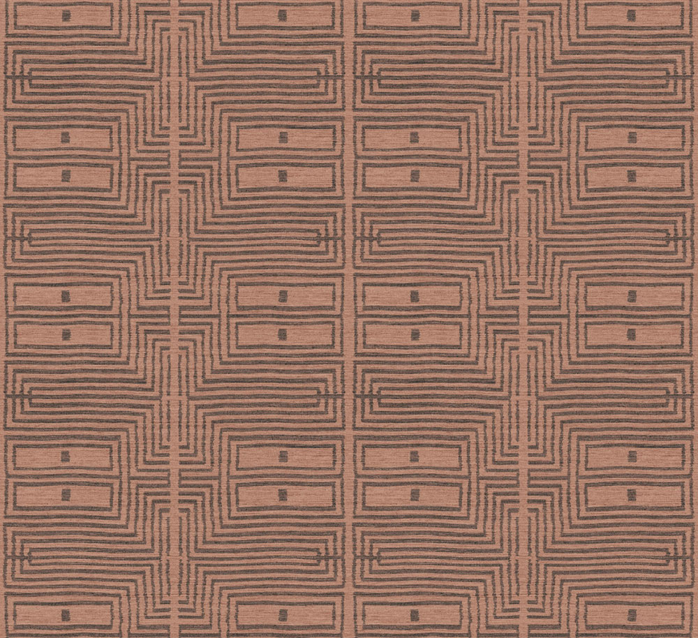 Wallpaper, fabric effect, patterns, orange, black, RIC301, Serica, Masureel