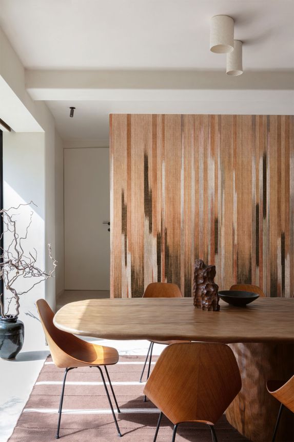 Mural wallpaper, fabric effect, brown, stripes, DGRIC1011-260, Serica, Masureel
