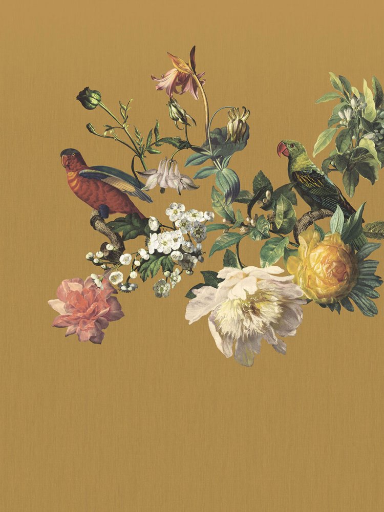 Mural non-woven wallpaper Flowers, Parrots 307403, 210 x 280 cm, Museum, Eijffinger