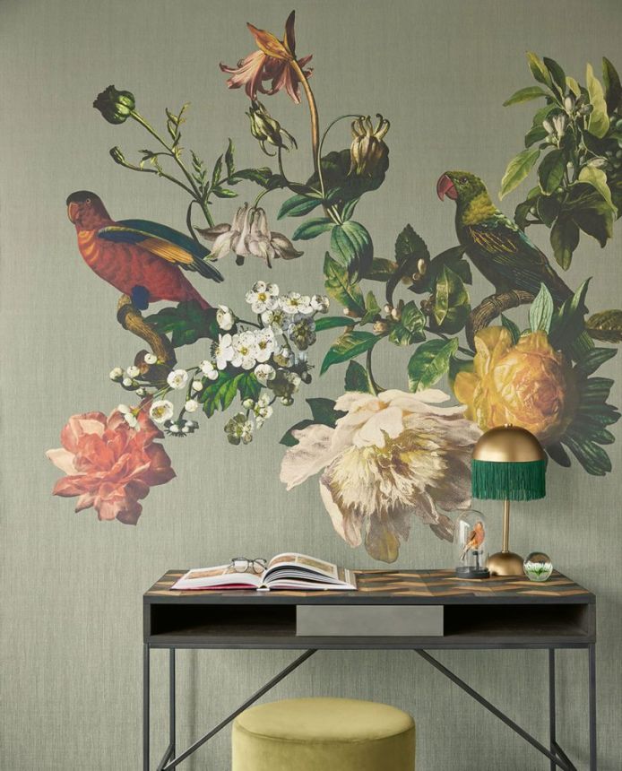 Mural non-woven wallpaper Flowers, Parrots 307403, 210 x 280 cm, Museum, Eijffinger