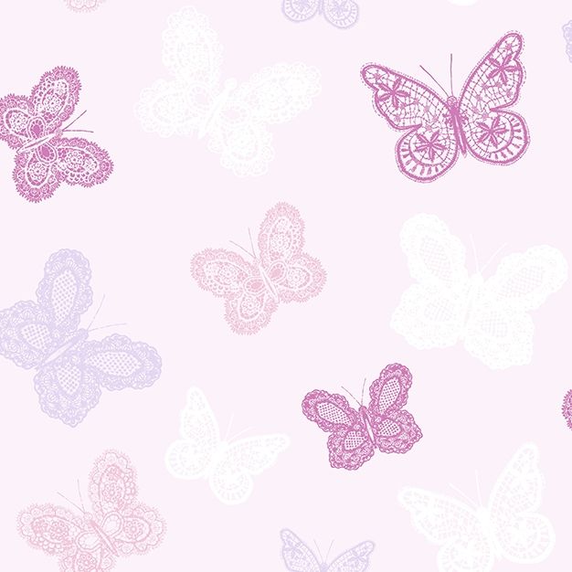 Non-woven wallpaper 100114,  Butterfy Pink, Kids@Home 6, Graham & Brown