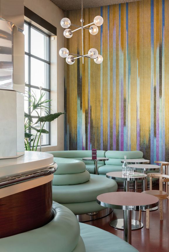 Mural wallpaper, fabric effect, stripes, DGRIC1022-300, Serica, Masureel
