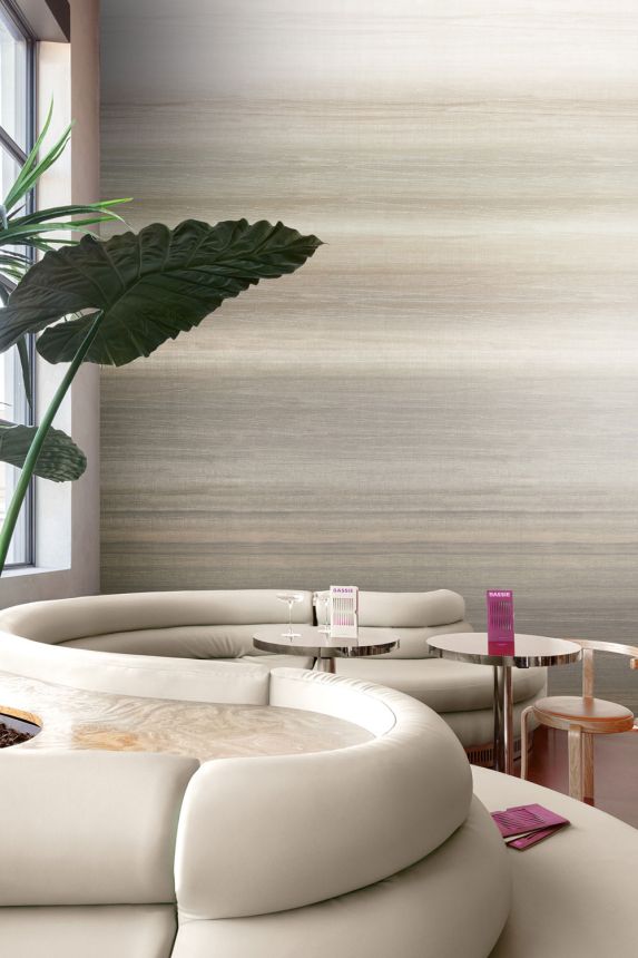Mural wallpaper, fabric effect, grey, beige, stripes, DGRIC202-260, Serica, Masureel