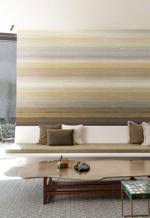 Mural wallpaper, fabric effect, brown, beige, stripes, DGRIC203-260, Serica, Masureel