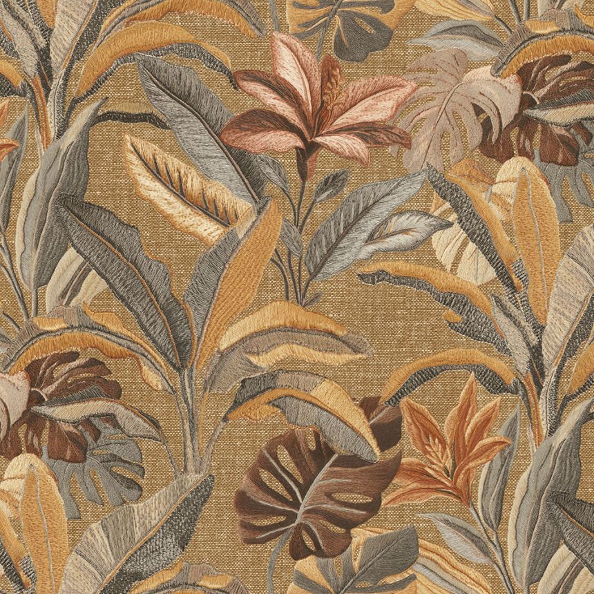 Luxury wallpaper, brown, flowers, leaves, 73801, Tendenze, Emiliana Parati