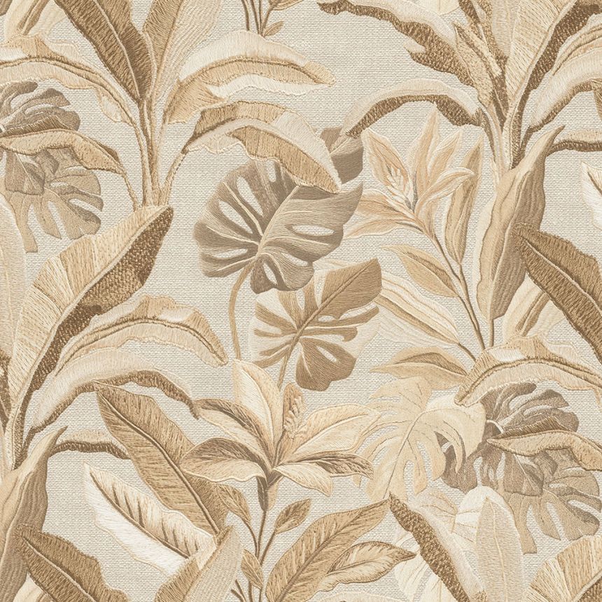 Luxury wallpaper, beige, flowers, leaves, 73802, Tendenze, Emiliana Parati