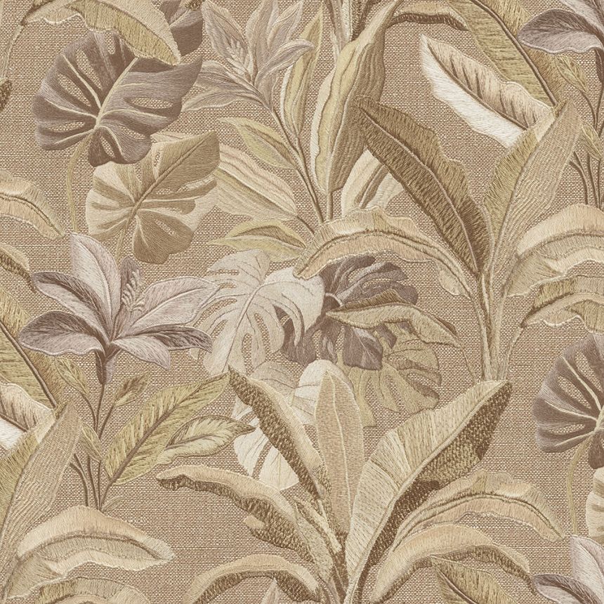 Luxury wallpaper, brown-gold, flowers, leaves, 73804, Tendenze, Emiliana Parati