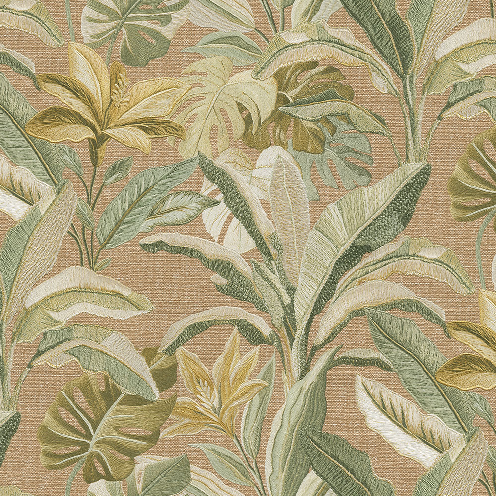 Luxury wallpaper, brown-green, flowers, leaves, 73806, Tendenze, Emiliana Parati
