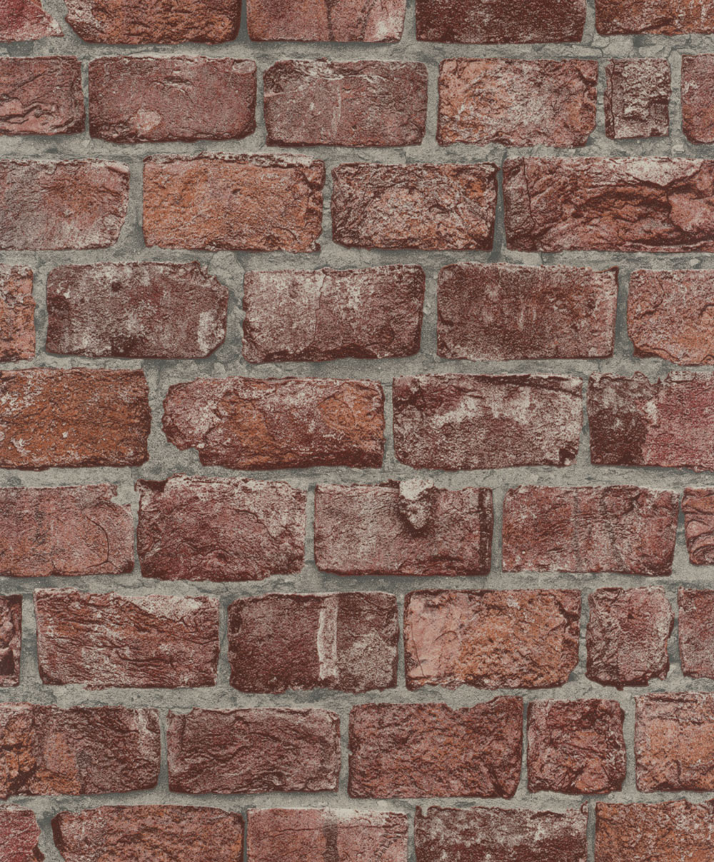 Wallpaper with a brick wall design, red, gray, 34833, Up to Date, Marburg