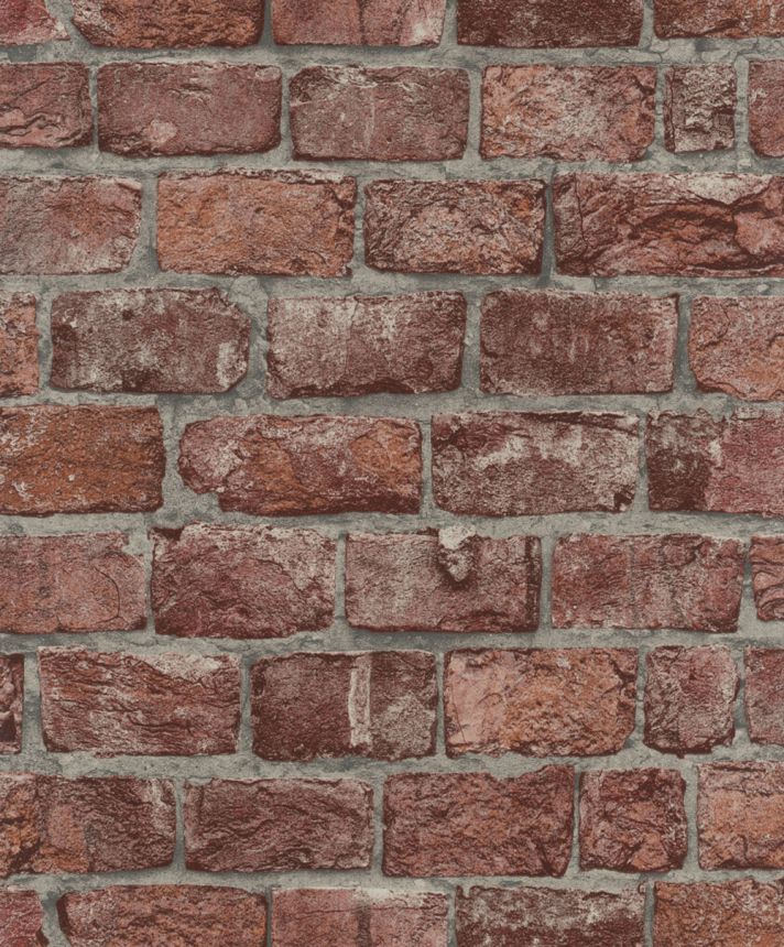 Wallpaper with a brick wall design, red, gray, 34833, Up to Date, Marburg