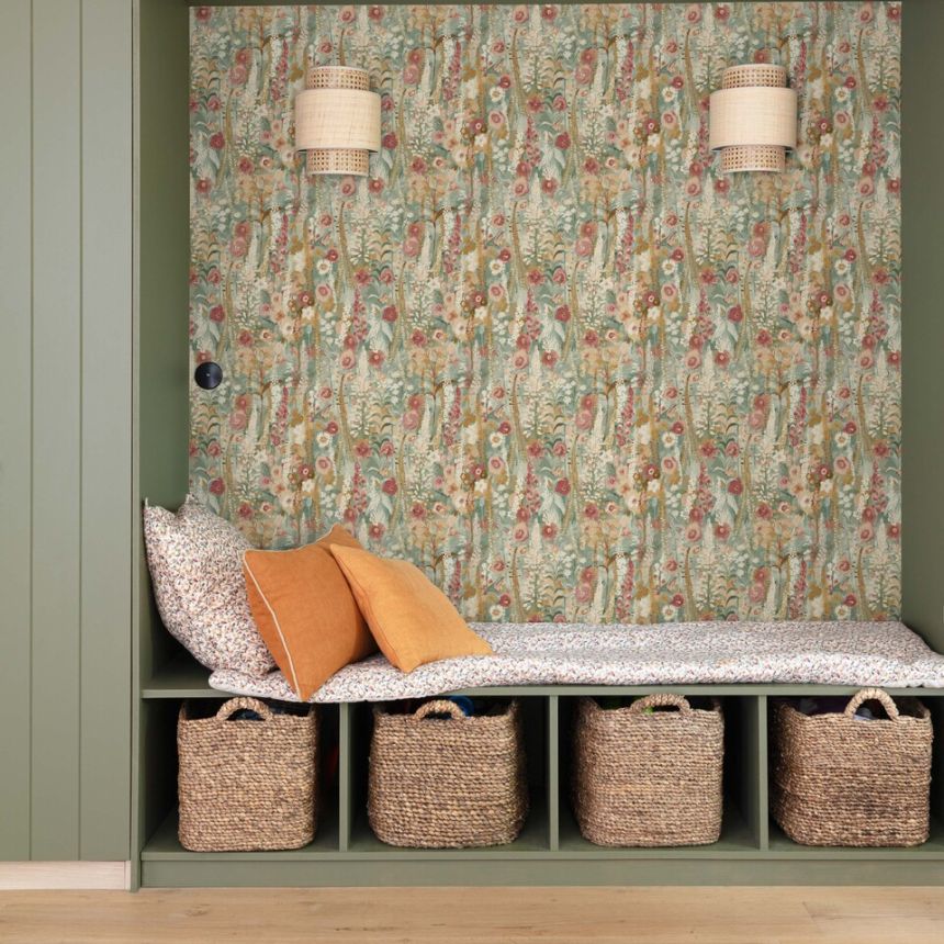 Wallpaper, green, flowers, A74603, Inia, Grandeco