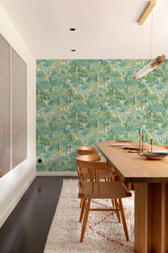 Wallpaper, green, trees, A78602, Inia, Grandeco