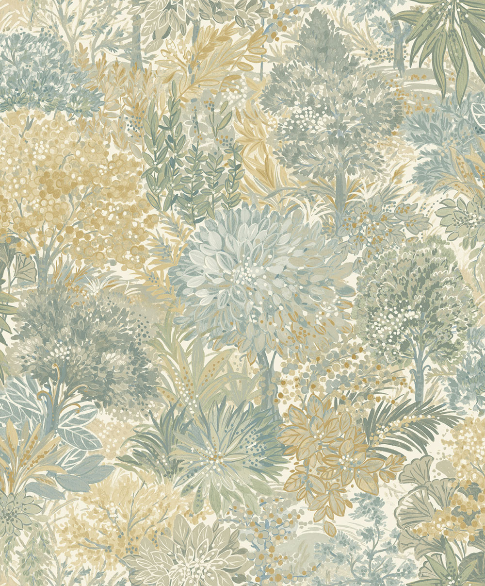 Wallpaper, grey-green, trees, A78603, Inia, Grandeco