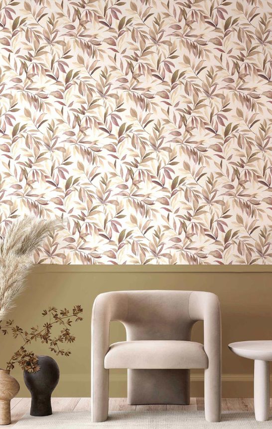 Wallpaper, brown-beige, leaves, 2001, Rio, Parato by Cristiana Masi
